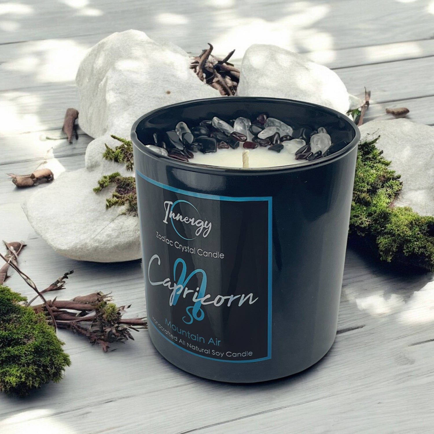 Capricornus Zodiac Crystal Candle, 10oz