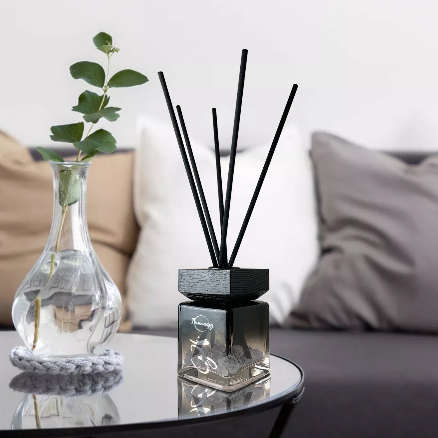 Crown Chakra Crystal-Enhanced Reed Oil Diffuser, Island Zen Scent, 100ml
