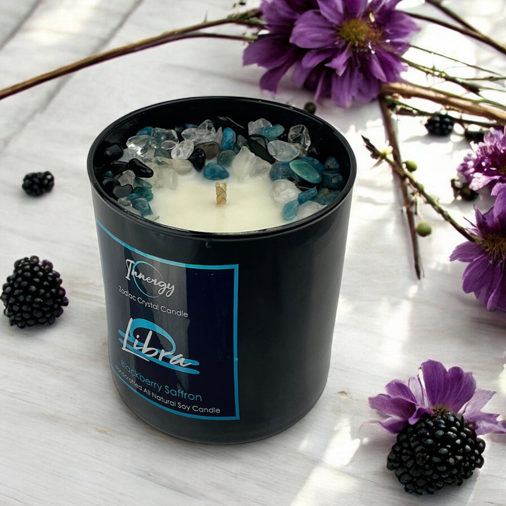 Libra Zodiac Crystal Candle, 10oz