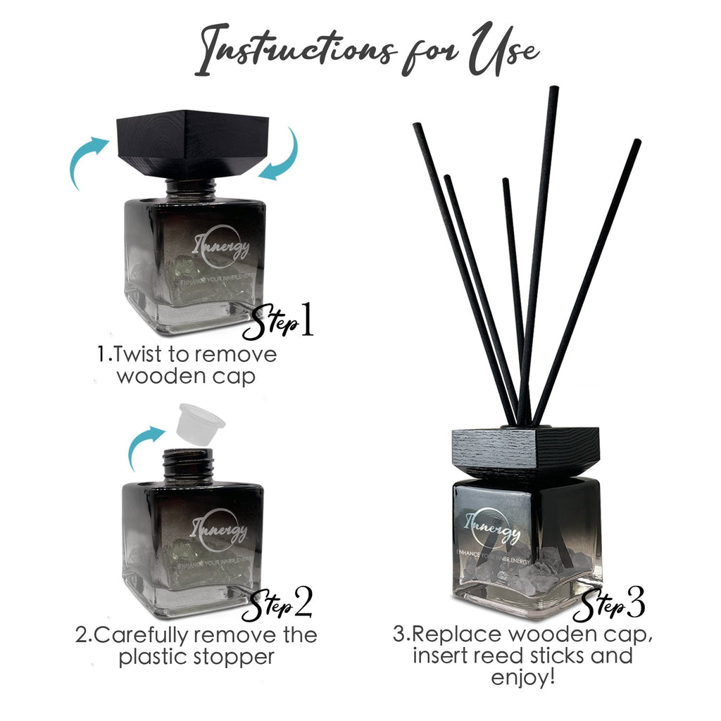 Heart Chakra Crystal-Enhanced Reed Oil Diffuser, Secret Garden Scent, 100ml
