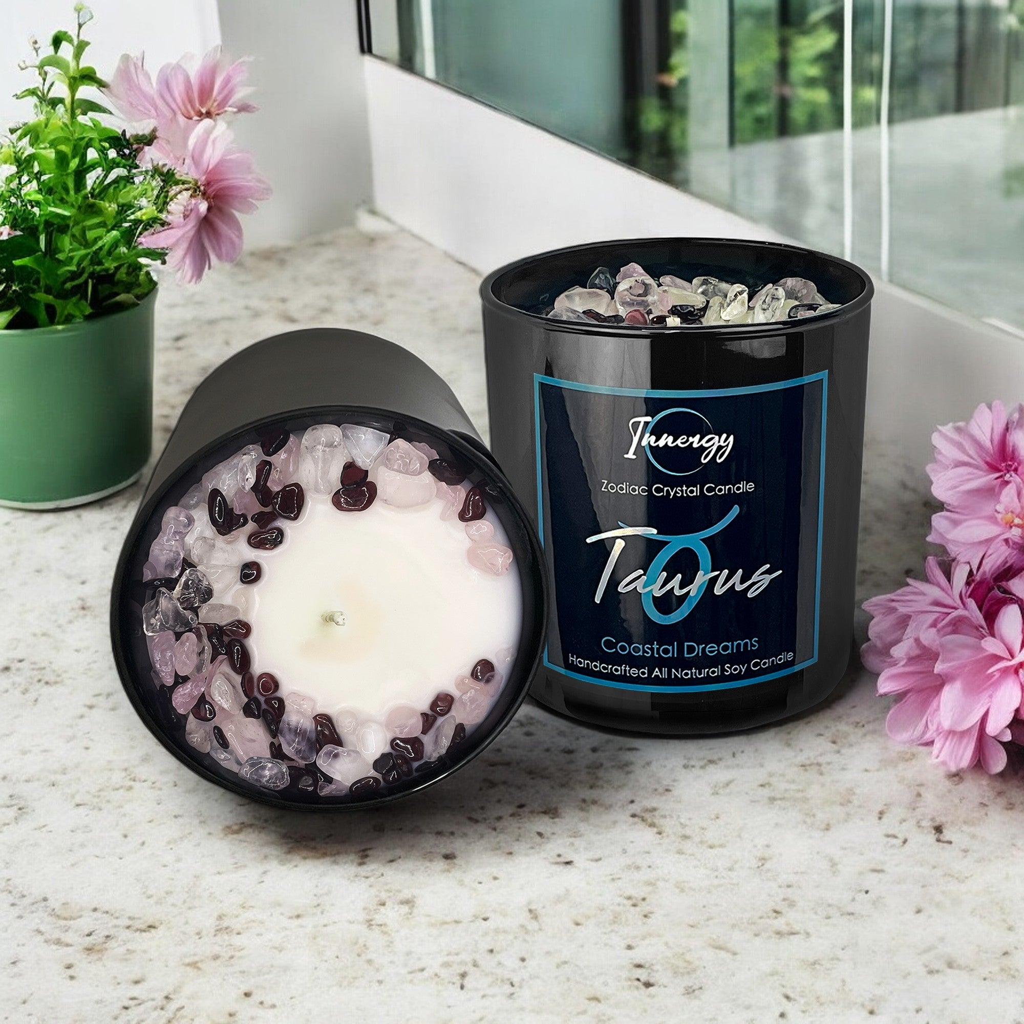 Taurus Zodiac Crystal Candle, 10oz