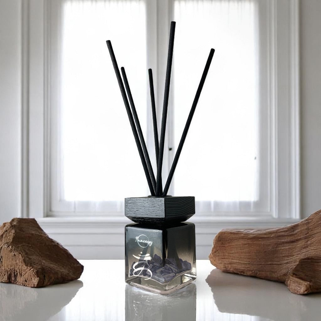 Throat Chakra Crystal-Enhanced Reed Oil Diffuser, Amber Tides Scent, 100ml