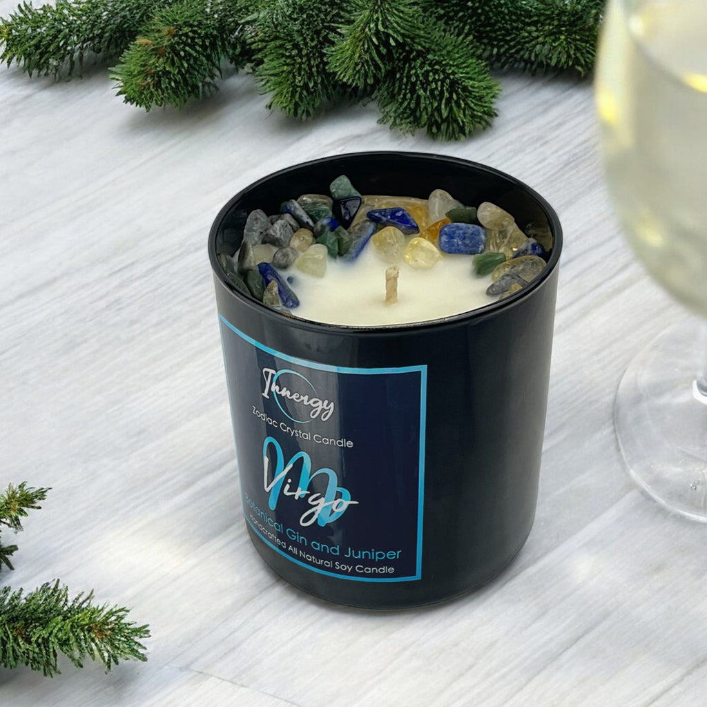 Virgo Zodiac Crystal Candle, 10oz