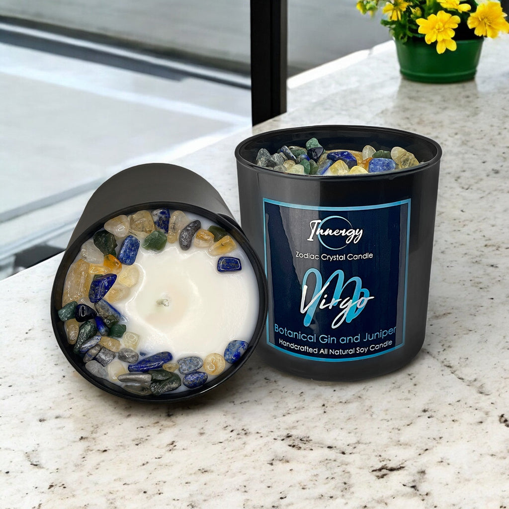 Virgo Zodiac Crystal Candle, 10oz