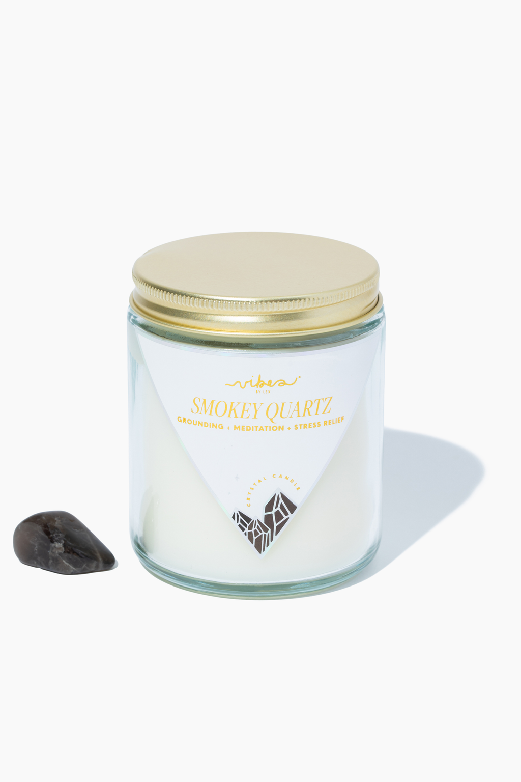 7.5 oz. Crystal Candle - Smoky Quartz - Grounding + Stress Reliever + Intuitive